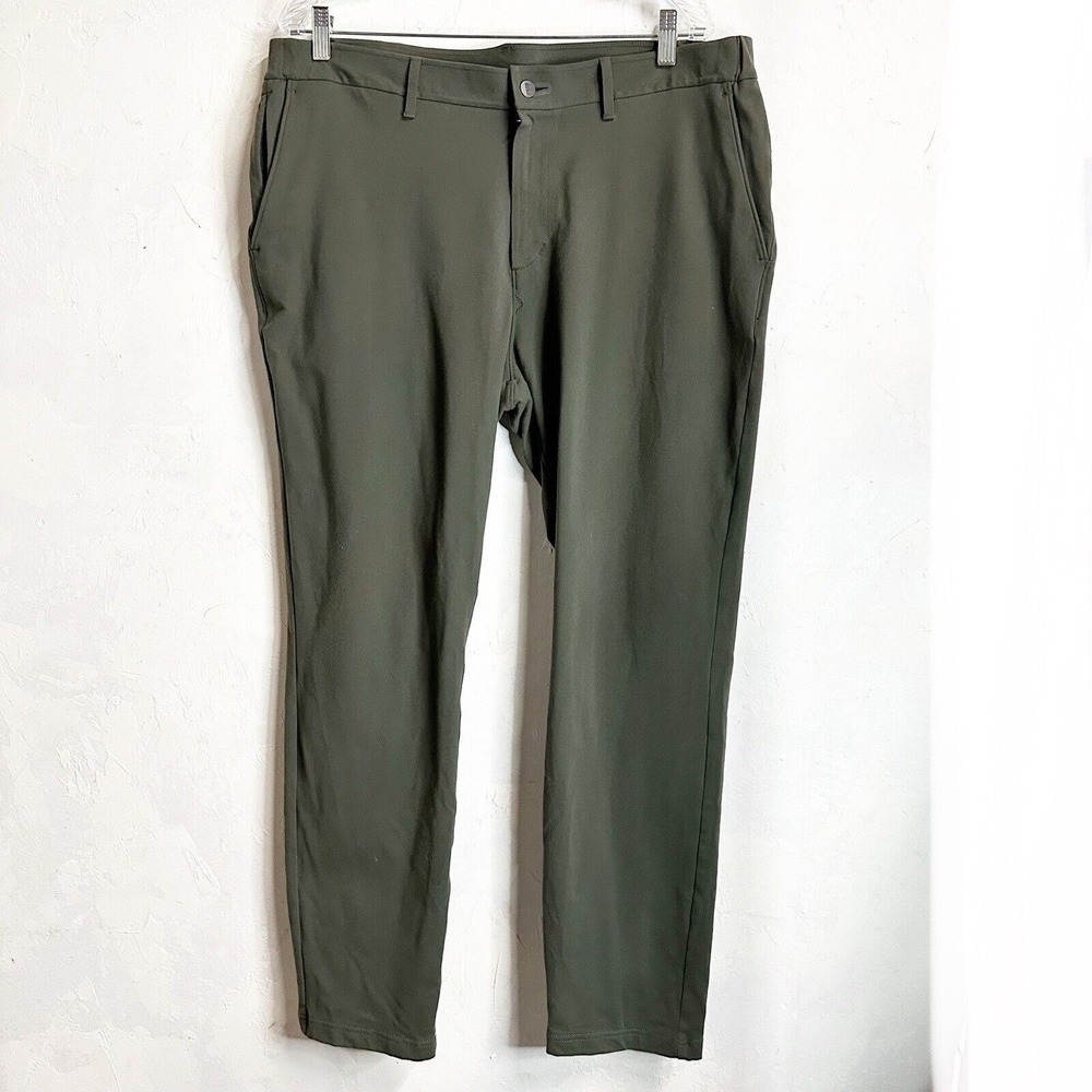 Public Rec Pants Mens 36 X 32 Green Workday Chinos Tech Slim Fit Straight Leg